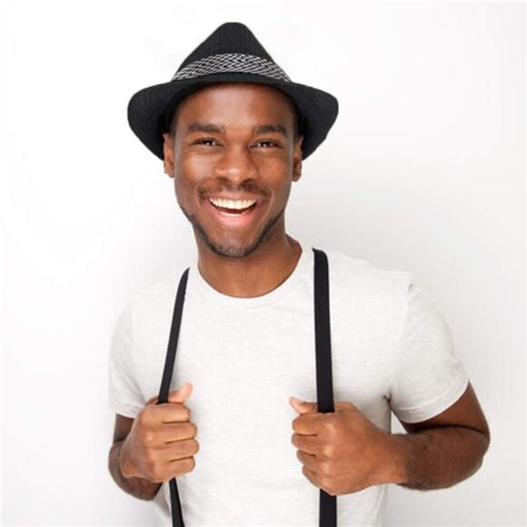 Unisex Short Brim Fedora -Hats for Men & Women + Straw Fedora Hats, Mesh Hats - Picture 3 of 8